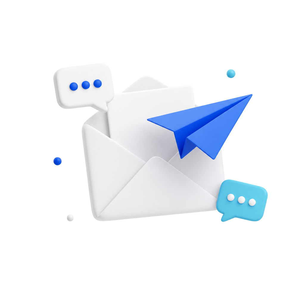 3D illustration of an envelope with chat bubbles